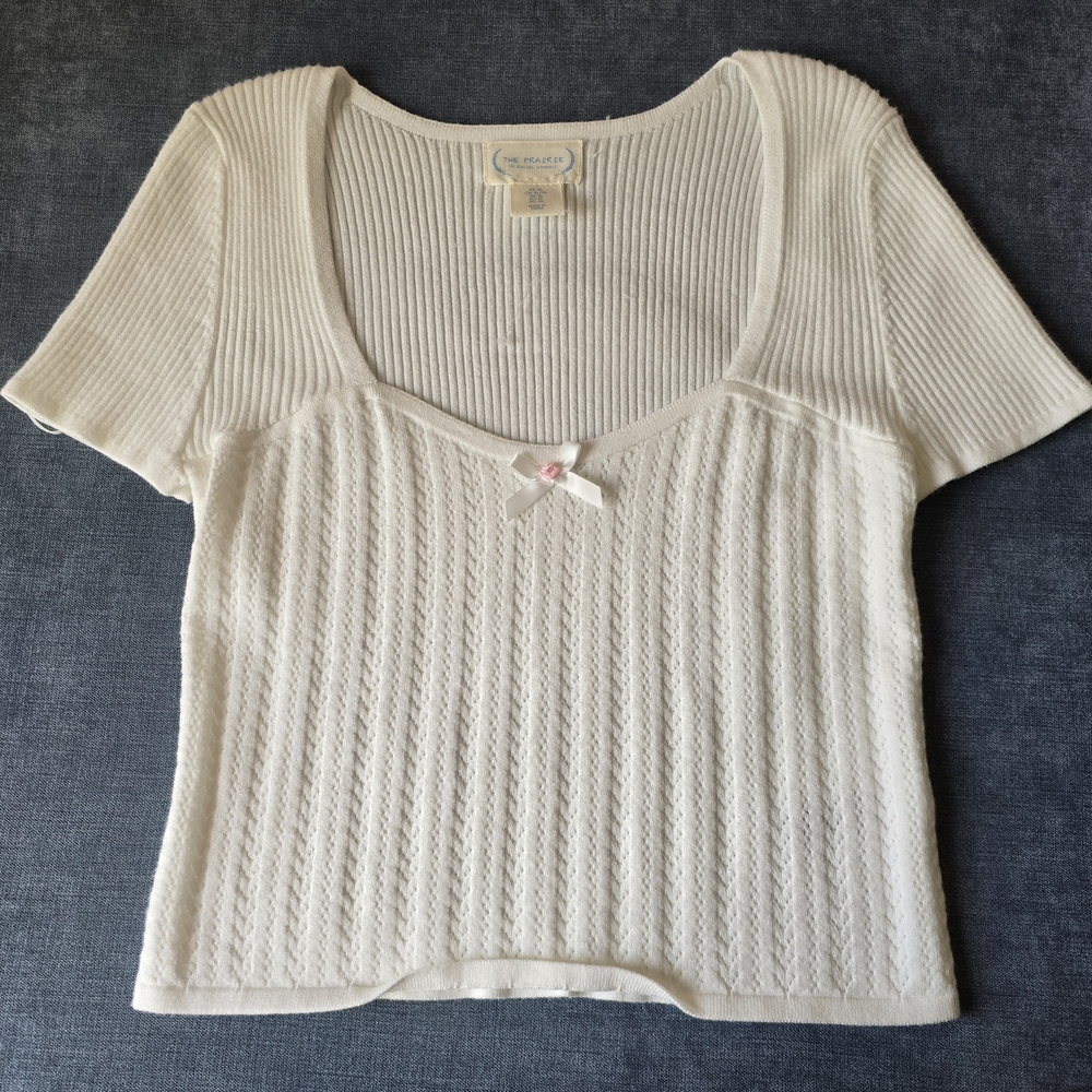 The Prairie by Rachel Ashwell Cream Knit Crop Top XL Cottagecore Sweet Juniors